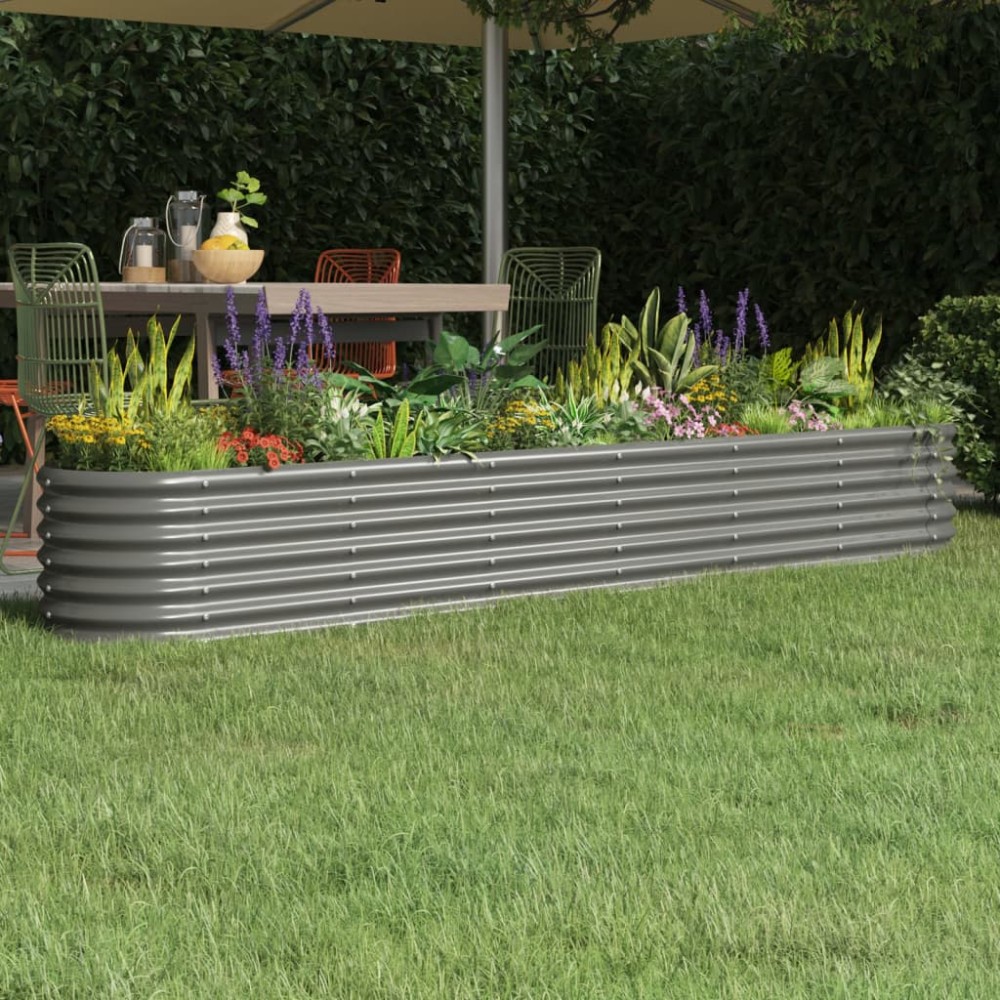 vidaXL Ζαρντινιέρα Γκρι 260x40x36 εκ. Γαλβανισμένος χάλυβας