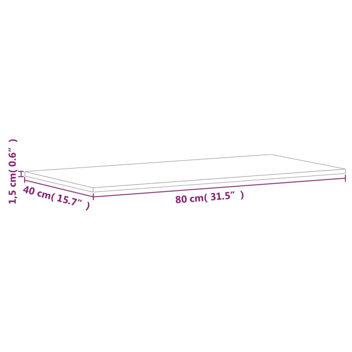 vidaXL Επιφάνεια Τραπεζιού Ορθογώνια 80x40x1,5 εκ. Μασίφ Ξύλο Οξιάς