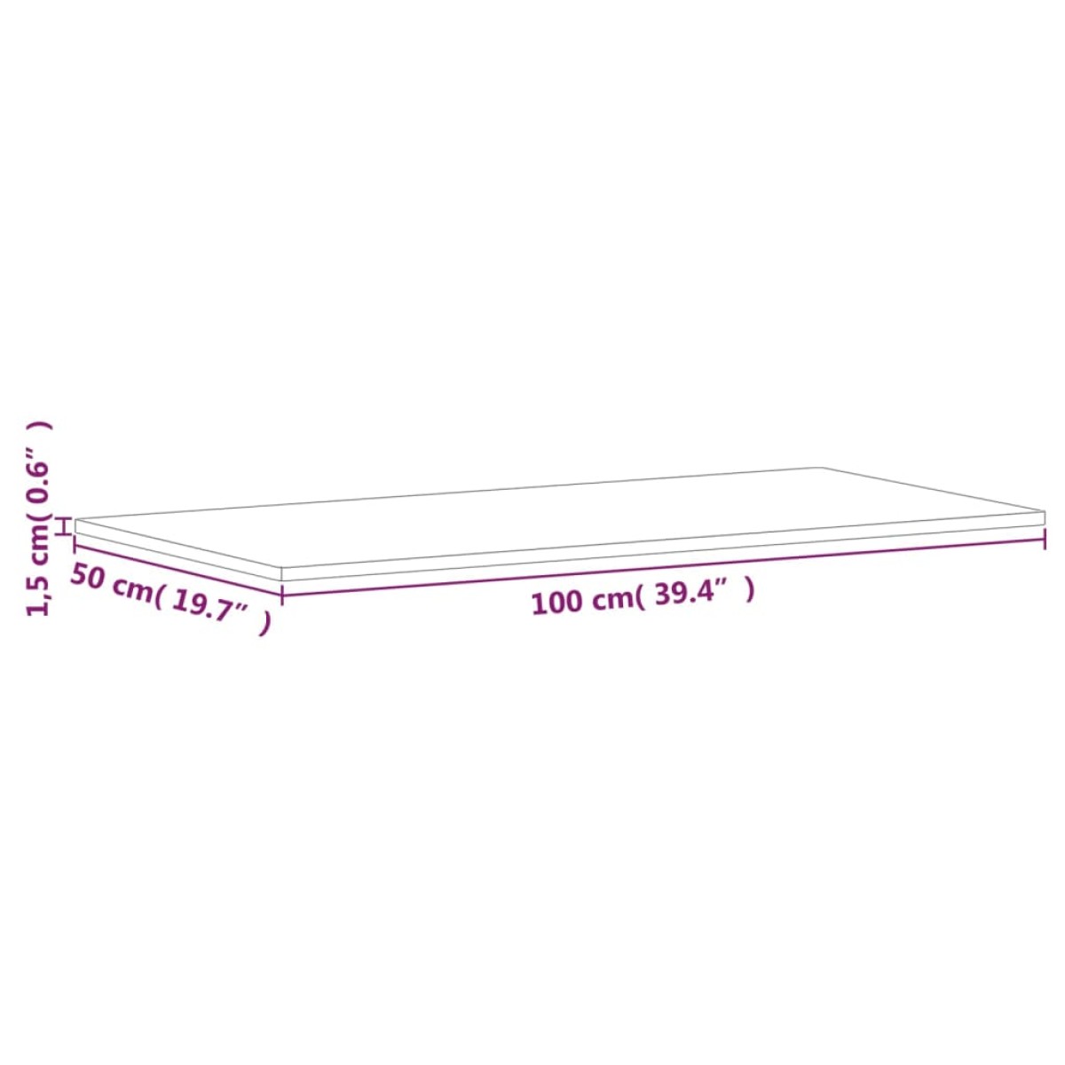 vidaXL Επιφάνεια Τραπεζιού Ορθογώνια 100x50x1,5 εκ. Μασίφ Ξύλο Οξιάς