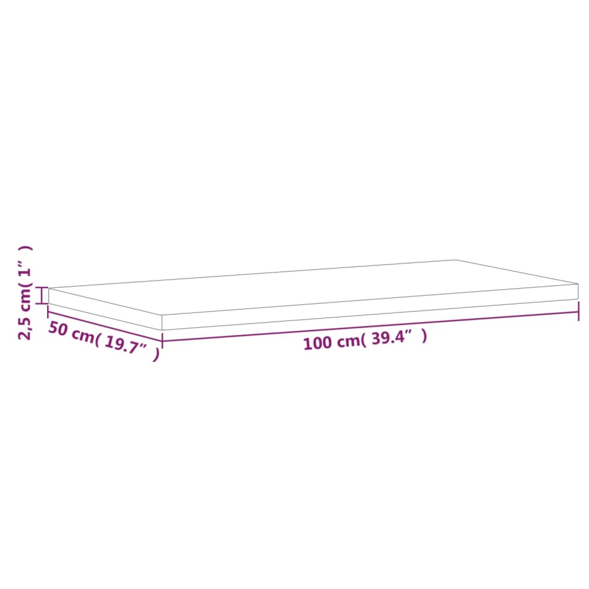 vidaXL Επιφάνεια Τραπεζιού Ορθογώνια 100x50x2,5 εκ. Μασίφ Ξύλο Οξιάς