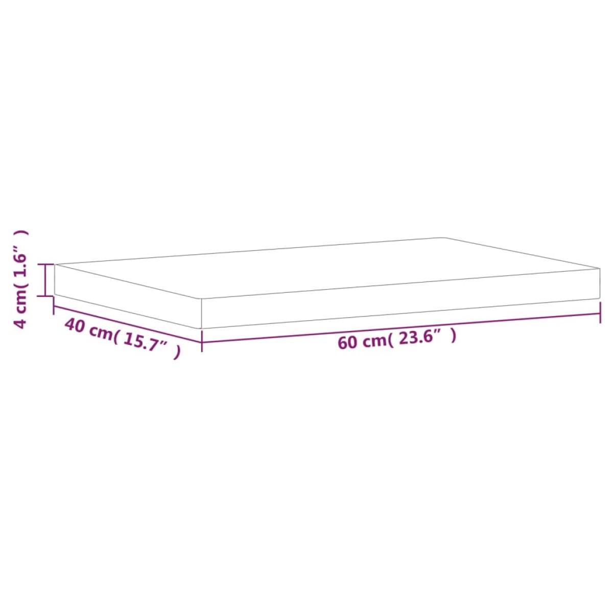 vidaXL Επιφάνεια Τραπεζιού Ορθογώνια 60x40x4 εκ. Μασίφ Ξύλο Οξιάς
