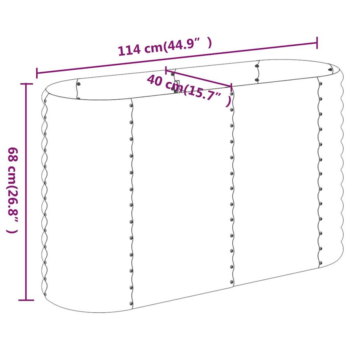 vidaXL Ζαρντινιέρα Γκρι 114x40x68 εκ. Ατσάλι με Ηλεκτρ. Βαφή Πούδρας