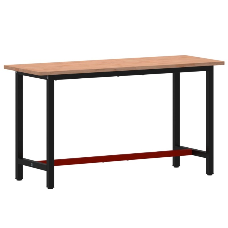 vidaXL Πάγκος Εργασίας 150x55x81,5εκ. από Μασίφ Ξύλο Οξιάς και Μέταλλο