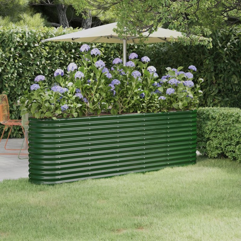 vidaXL Ζαρντινιέρα Πράσινη 224x40x68 εκ Γαλβανισμένος χάλυβας
