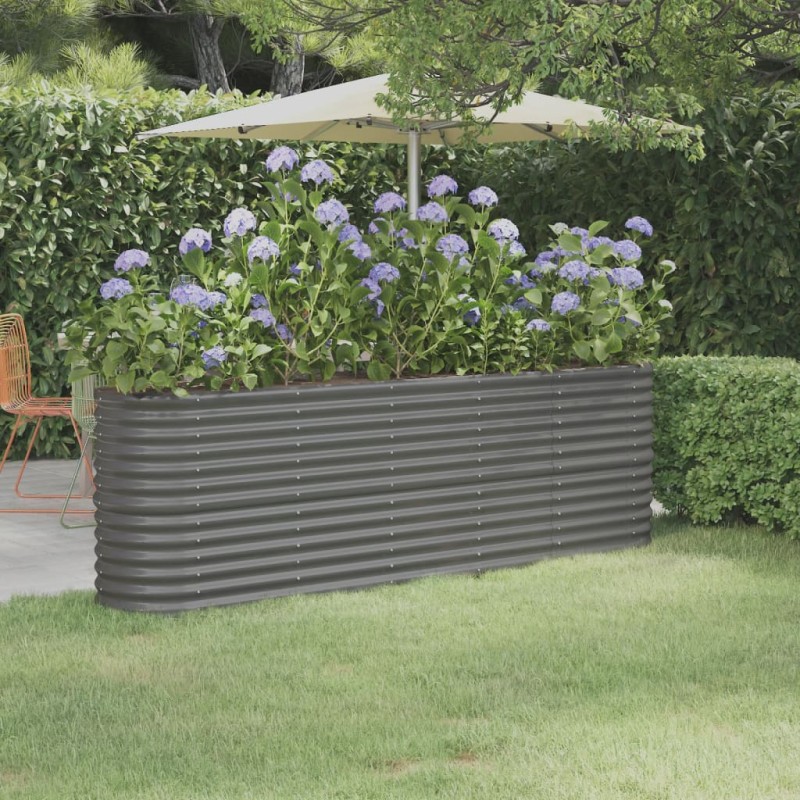 vidaXL Ζαρντινιέρα Γκρι 224x40x68 εκ. Γαλβανισμένος χάλυβας