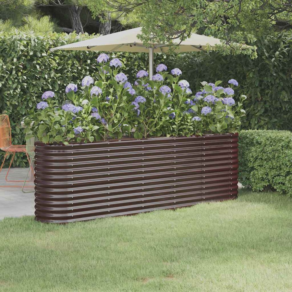 vidaXL Ζαρντινιέρα Καφέ 224x40x68 εκ. Γαλβανισμένος χάλυβας
