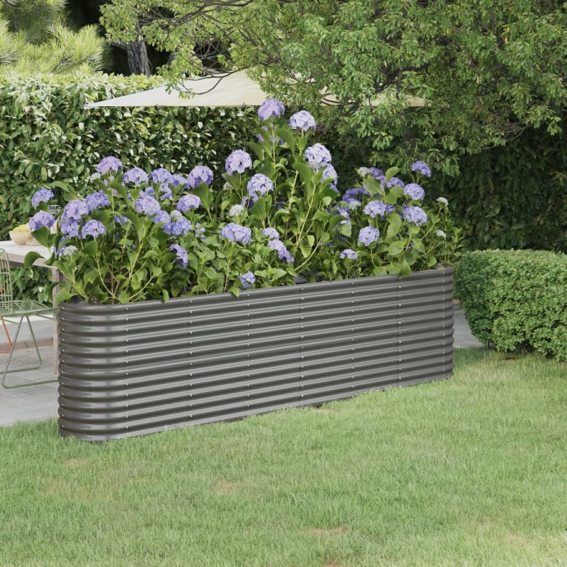 vidaXL Ζαρντινιέρα Γκρι 260x40x68 εκ. Γαλβανισμένος χάλυβας