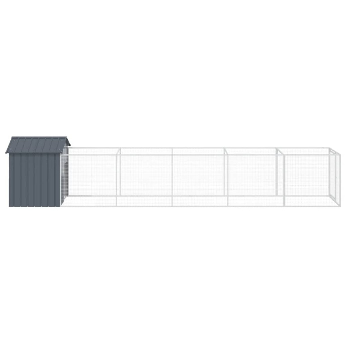 vidaXL Σπιτάκι Σκύλου με Οροφή Ανθρακί 117x609x123 εκ. Γαλβαν. Χάλυβας