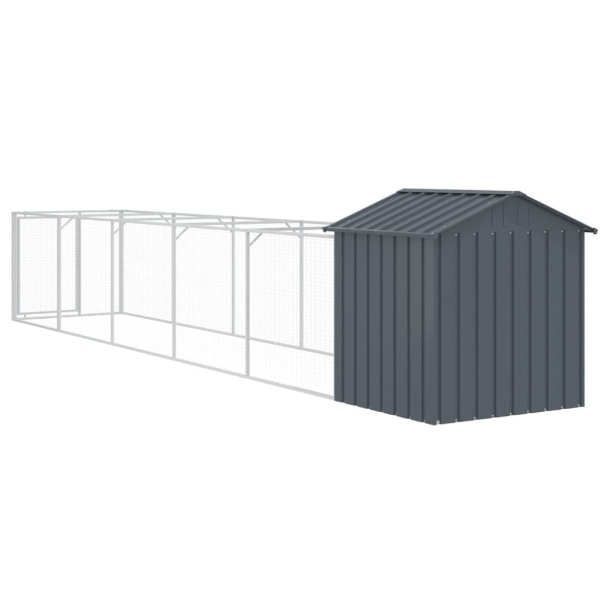 vidaXL Σπιτάκι Σκύλου με Οροφή Ανθρακί 117x609x123 εκ. Γαλβαν. Χάλυβας