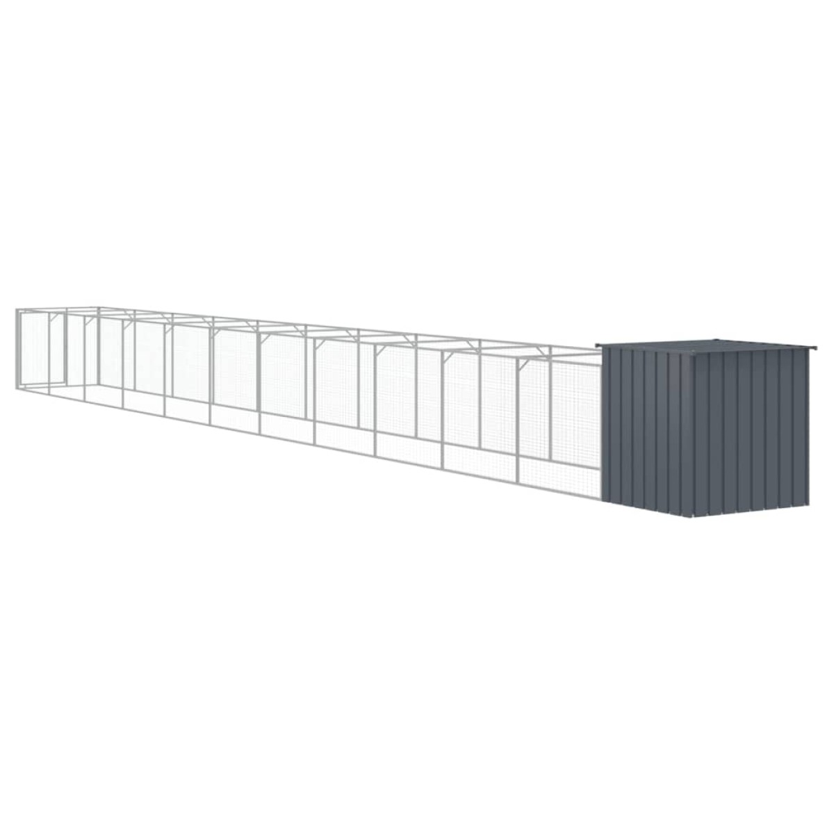 vidaXL Σπιτάκι Σκύλου με Αυλή Ανθρακί 110x1221x110 εκ. Γαλβαν. Χάλυβας