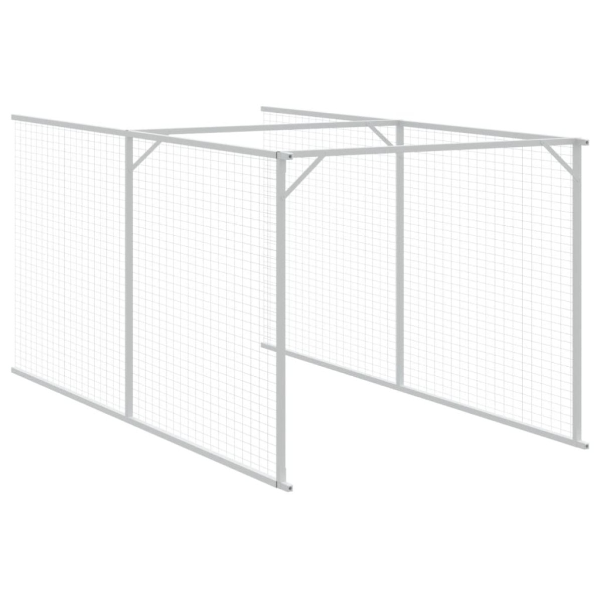 vidaXL Σπιτάκι Σκύλου με Αυλή Αν. Γκρι 110x405x110 εκ. Γαλβαν. Χάλυβας