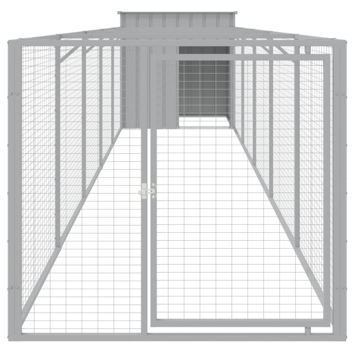 vidaXL Σπιτάκι Σκύλου με Αυλή Αν. Γκρι 110x609x110 εκ. Γαλβαν. Χάλυβας