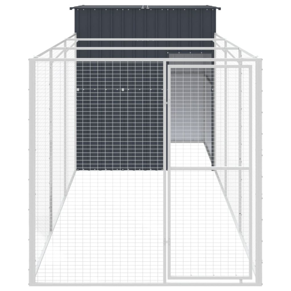 vidaXL Σπιτάκι Σκύλου με Αυλή Ανθρακί 165x455x181 εκ. Γαλβαν. Χάλυβας