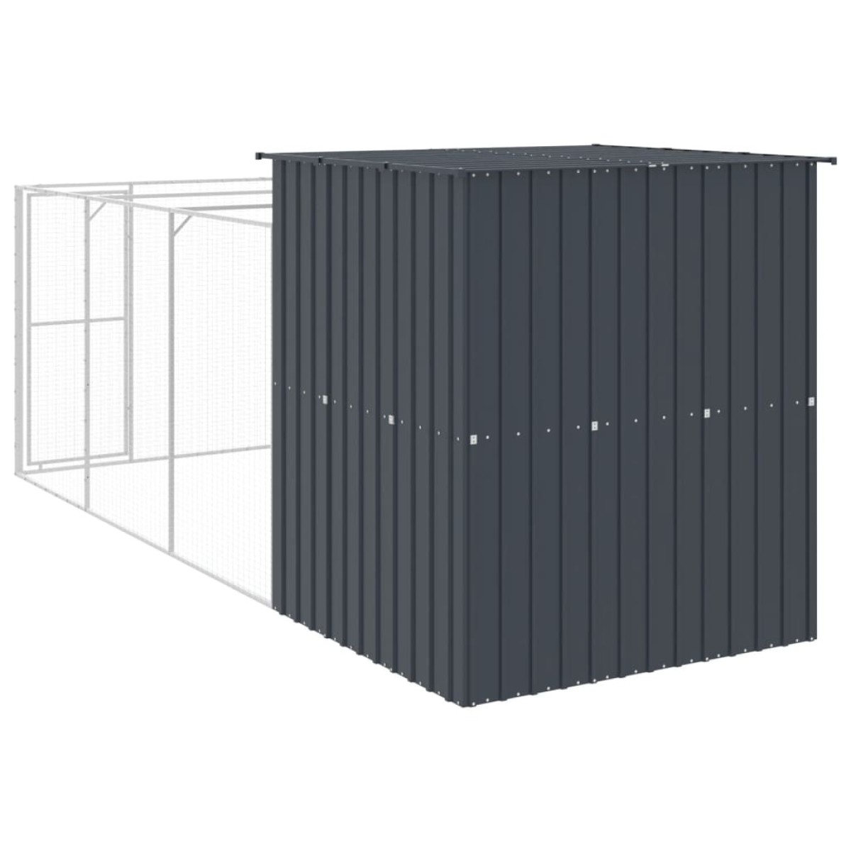 vidaXL Σπιτάκι Σκύλου με Αυλή Ανθρακί 165x455x181 εκ. Γαλβαν. Χάλυβας