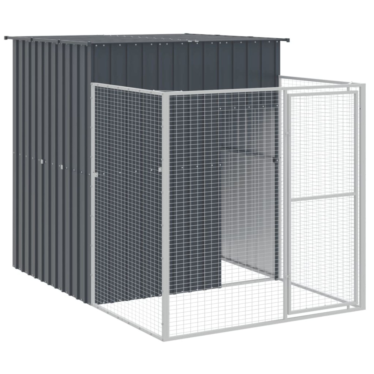 vidaXL Σπιτάκι Σκύλου με Αυλή Ανθρακί 165x659x181 εκ. Γαλβαν. Χάλυβας