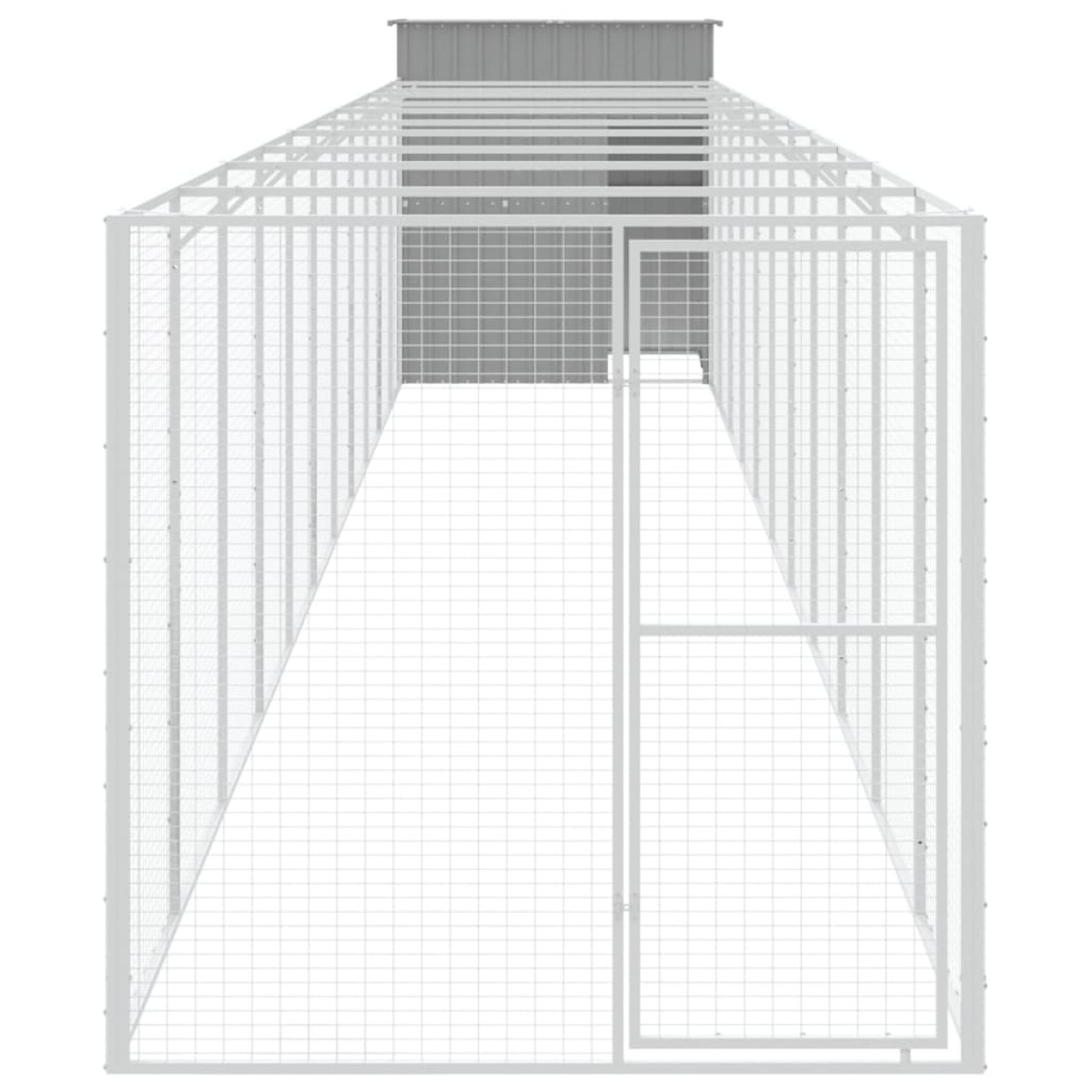 vidaXL Σπιτάκι Σκύλου με Αυλή Αν. Γκρι 165x1271x181 εκ Γαλβαν. Χάλυβας
