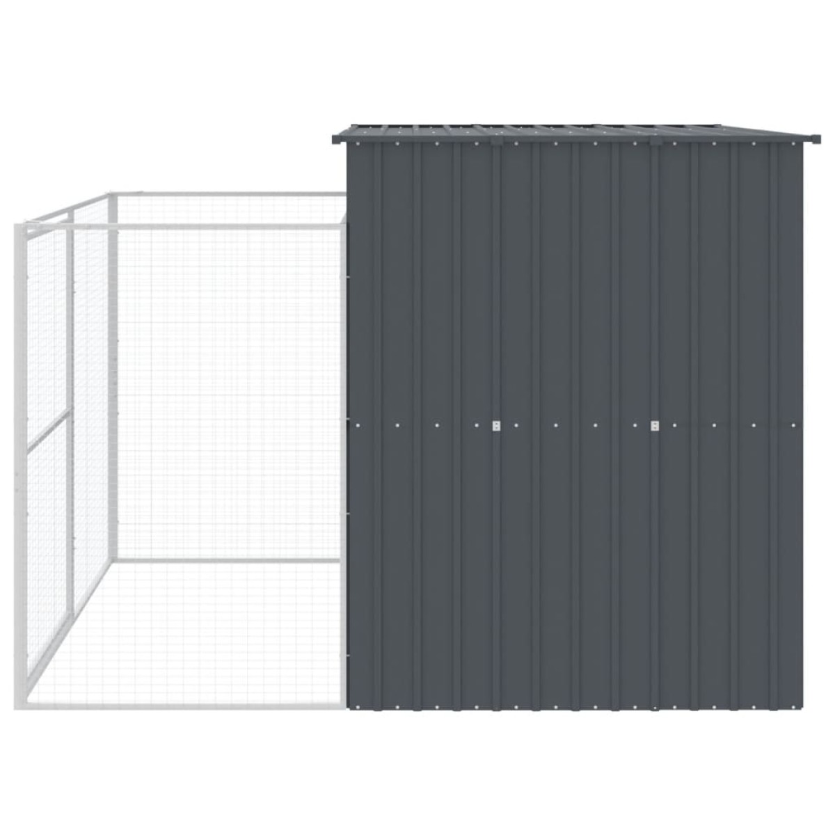 vidaXL Σπιτάκι Σκύλου με Αυλή Ανθρακί 214x253x181 εκ. Γαλβαν. Χάλυβας