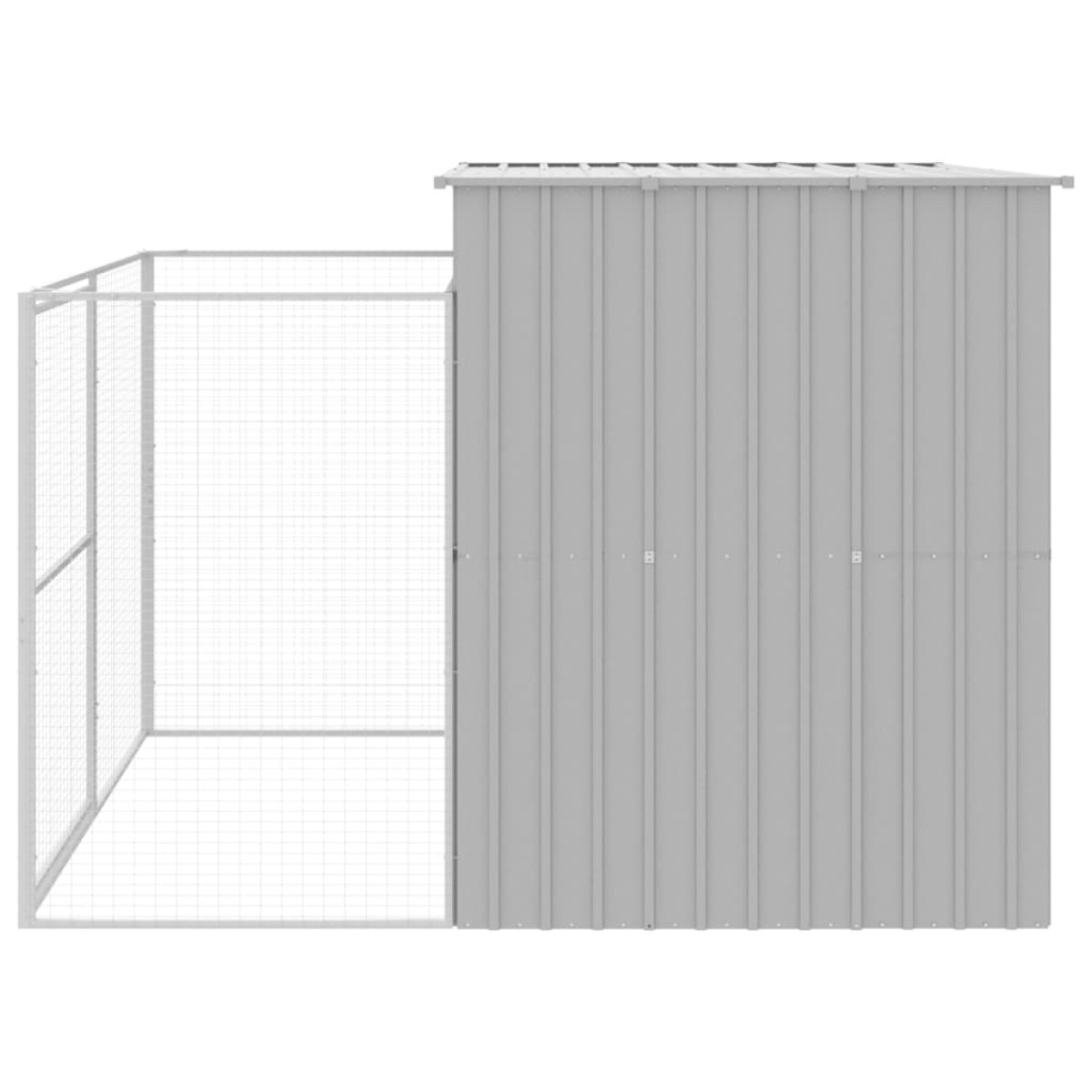 vidaXL Σπιτάκι Σκύλου με Αυλή Αν. Γκρι 214x253x181 εκ. Γαλβαν. Χάλυβας