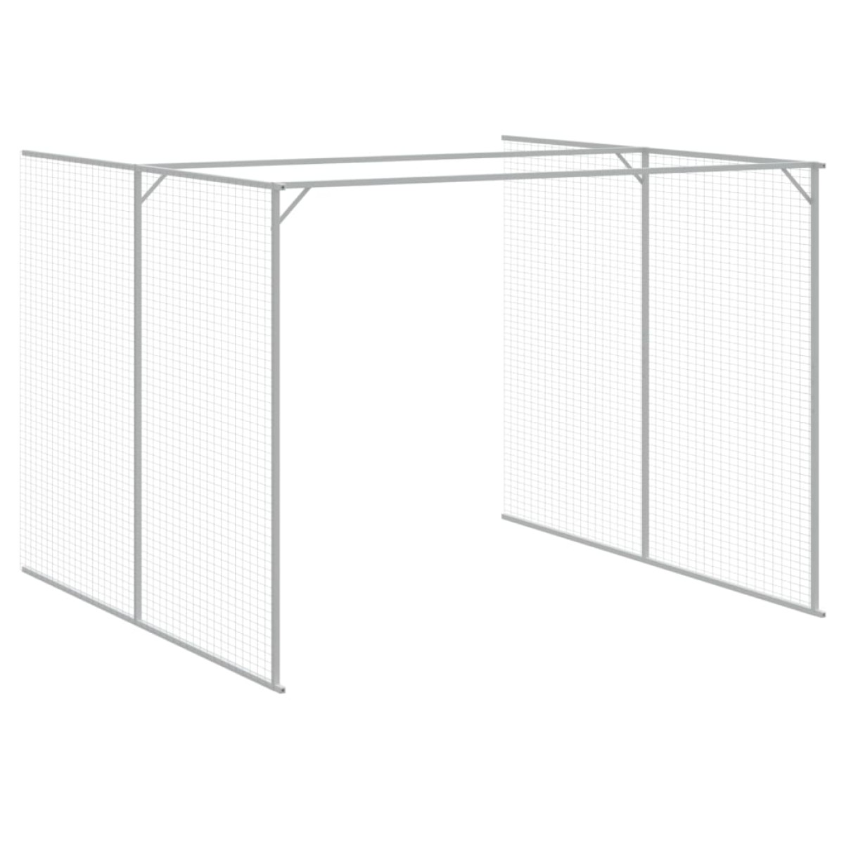 vidaXL Σπιτάκι Σκύλου με Αυλή Αν. Γκρι 214x457x181 εκ. Γαλβαν. Χάλυβας