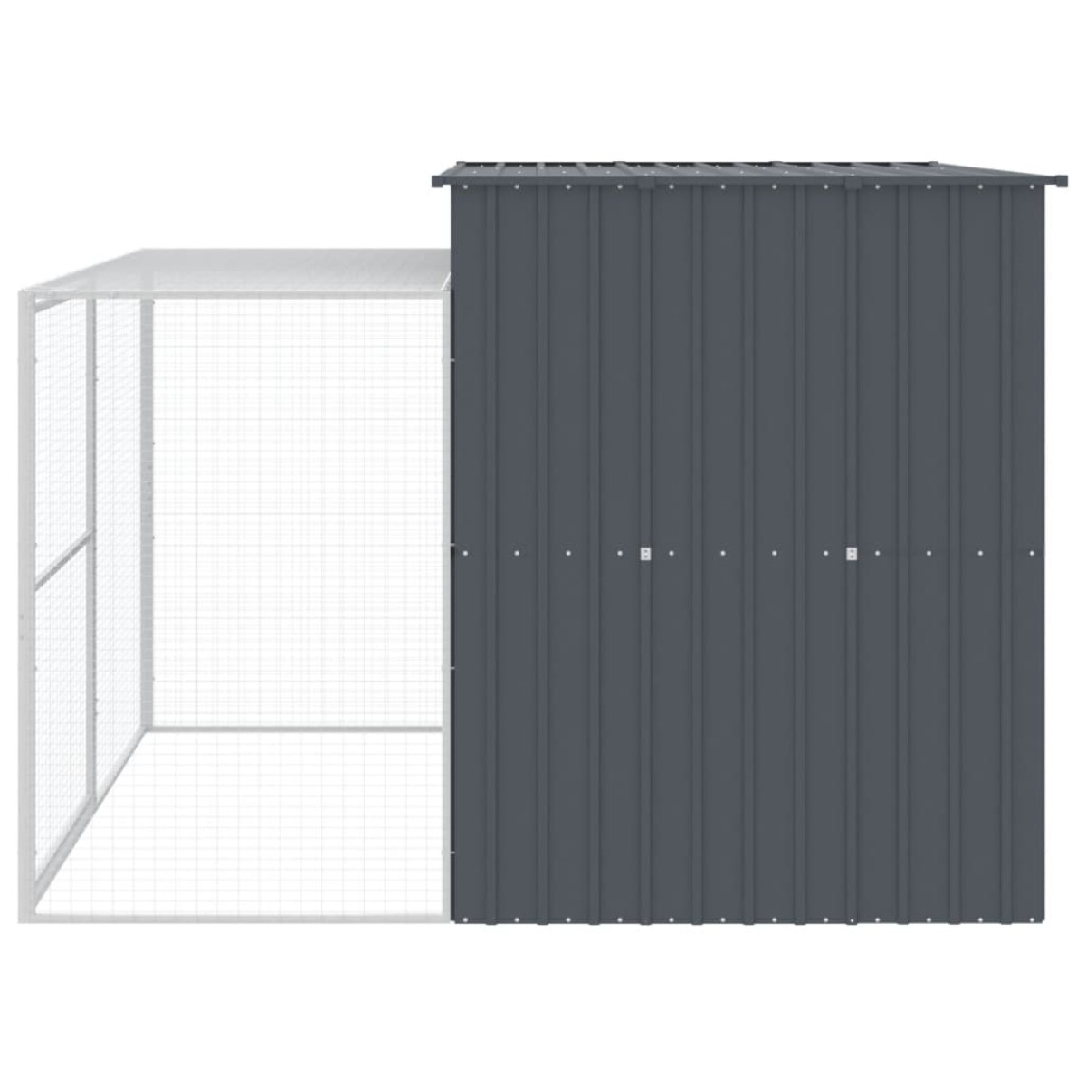 vidaXL Σπιτάκι Σκύλου με Αυλή Ανθρακί 214x253x181 εκ. Γαλβαν. Χάλυβας