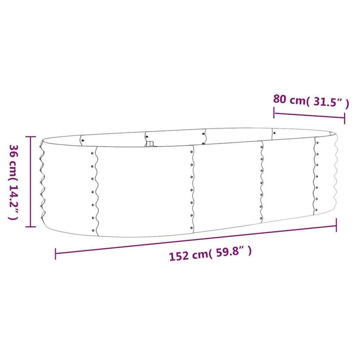 vidaXL Ζαρντινιέρα Γκρι 152x80x36 εκ. Ατσάλι με Ηλεκτρ. Βαφή Πούδρας
