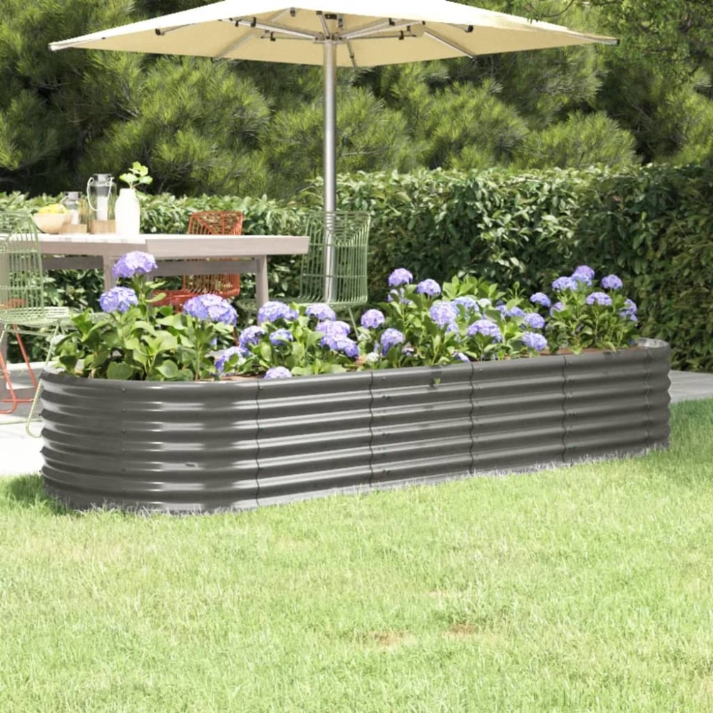 vidaXL Ζαρντινιέρα Γκρι 224x80x36 εκ Γαλβανισμένος χάλυβας