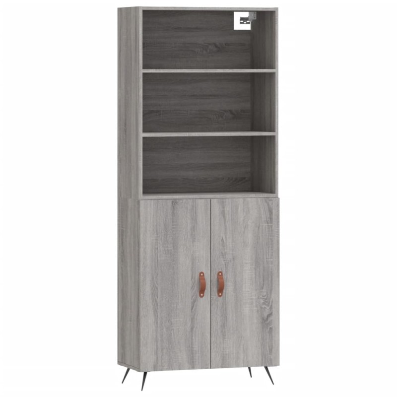 vidaXL Ντουλάπι Γκρι Sonoma 69,5 x 34 x 180 εκ. Επεξεργασμένο Ξύλο