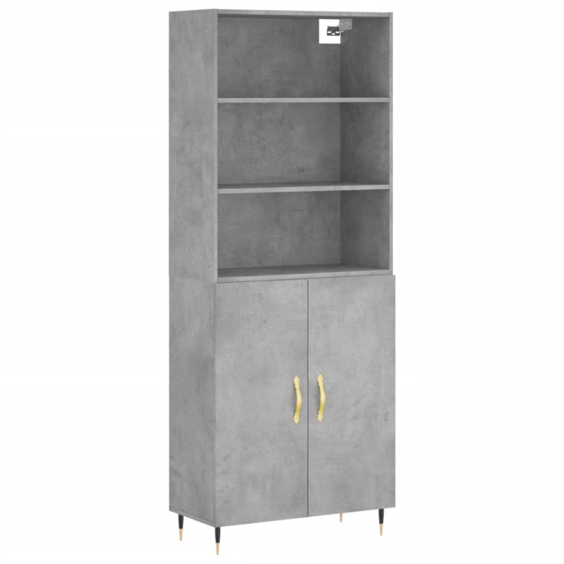 vidaXL Ντουλάπι Γκρι Σκυροδέματος 69,5x34x180 εκ. Επεξεργασμένο Ξύλο