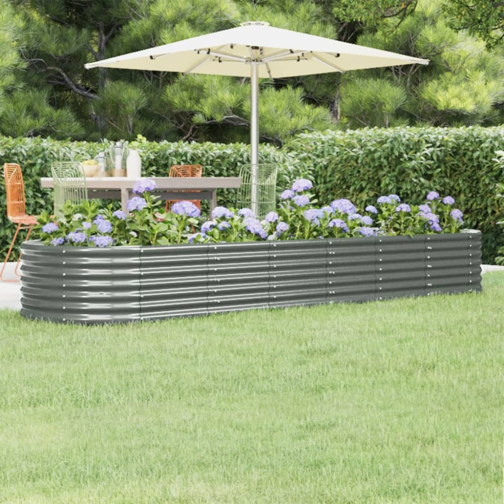 vidaXL Ζαρντινιέρα Γκρι 296x80x36 εκ. Γαλβανισμένος χάλυβας
