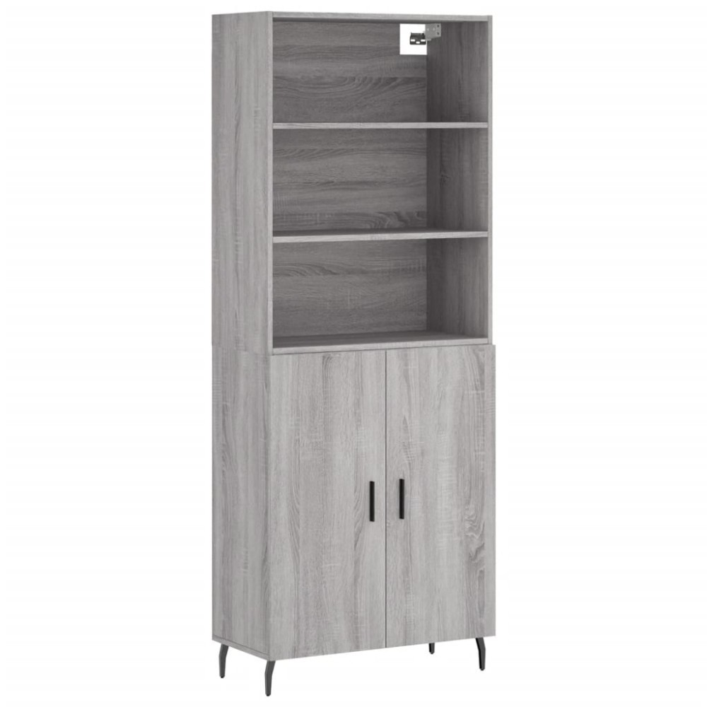vidaXL Ντουλάπι Γκρι Sonoma 69,5 x 34 x 180 εκ. Επεξεργασμένο Ξύλο