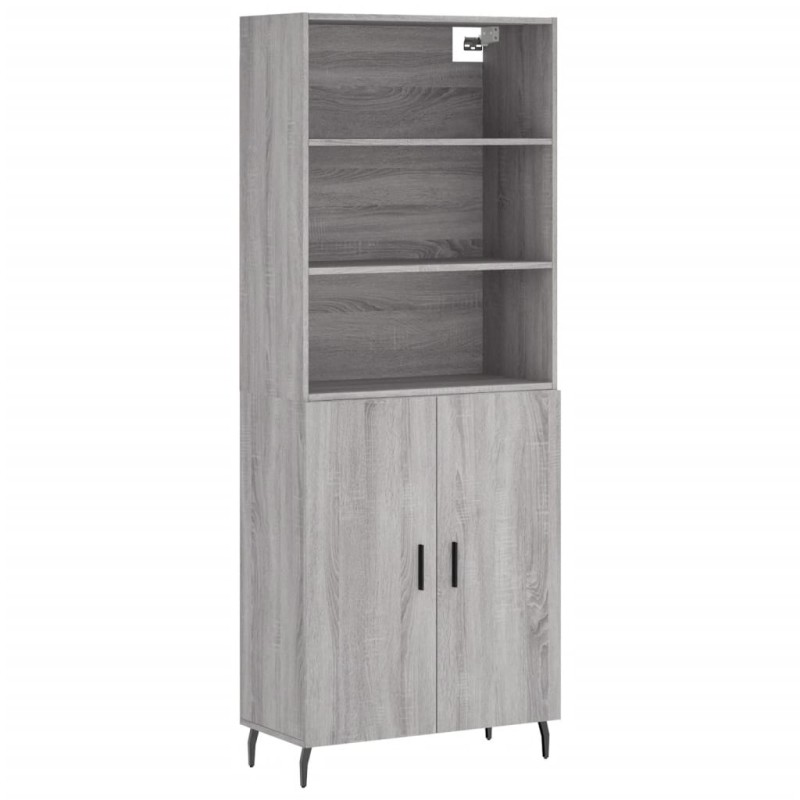 vidaXL Ντουλάπι Γκρι Sonoma 69,5 x 34 x 180 εκ. Επεξεργασμένο Ξύλο