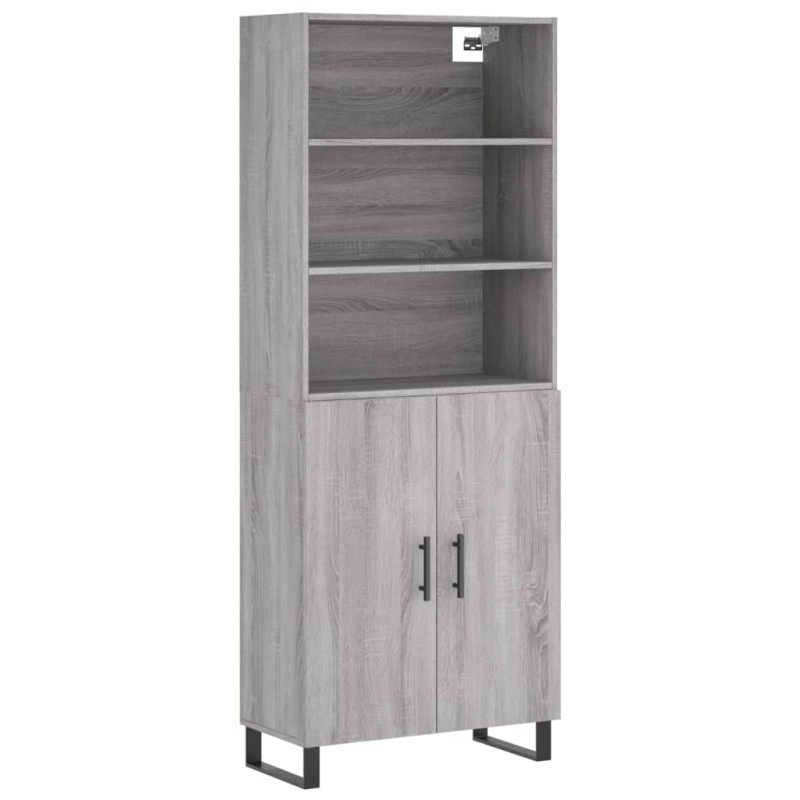 vidaXL Ντουλάπι Γκρι Sonoma 69,5 x 34 x 180 εκ. Επεξεργασμένο Ξύλο