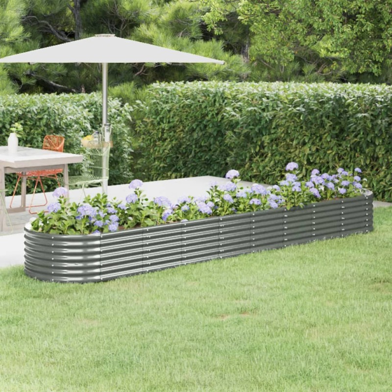 vidaXL Ζαρντινιέρα Γκρι 368x80x36 εκ. Γαλβανισμένος χάλυβας