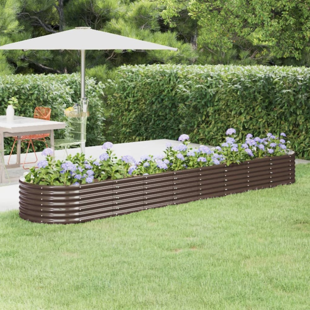 vidaXL Ζαρντινιέρα Καφέ 368x80x36 εκ. Γαλβανισμένος χάλυβας