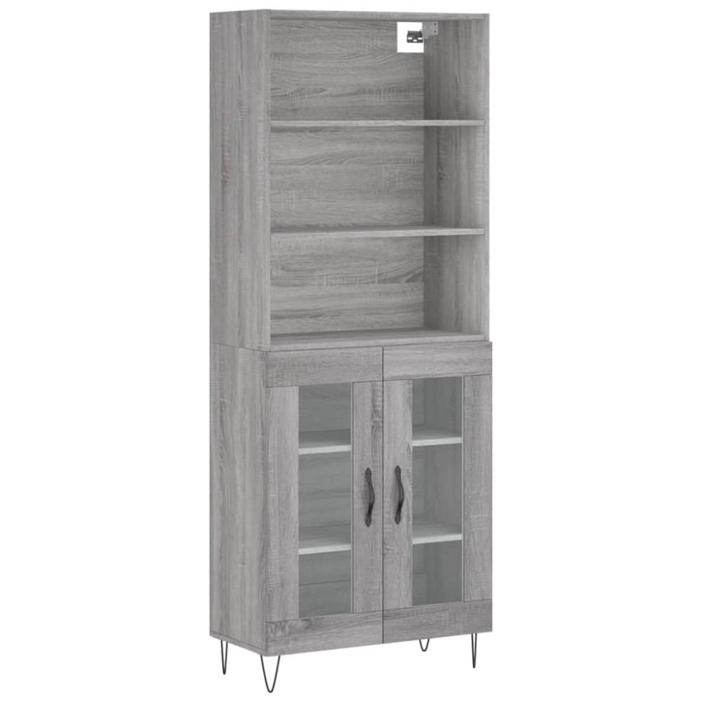 vidaXL Ντουλάπι Γκρι Sonoma 69,5 x 34 x 180 εκ. Επεξεργασμένο Ξύλο