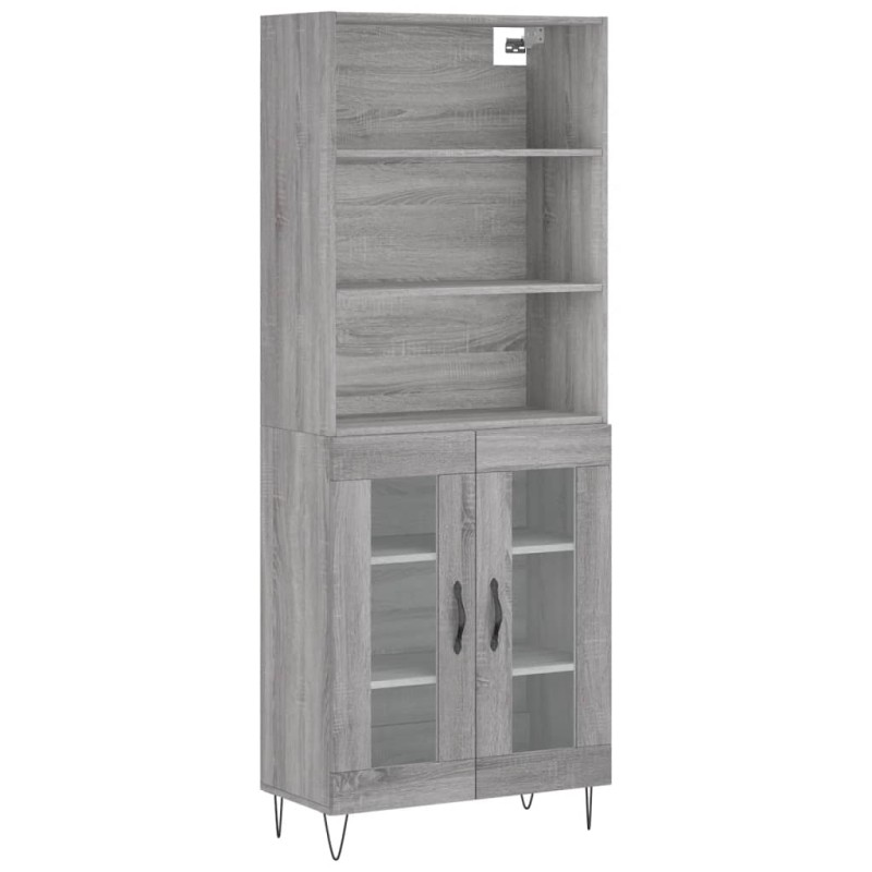 vidaXL Ντουλάπι Γκρι Sonoma 69,5 x 34 x 180 εκ. Επεξεργασμένο Ξύλο