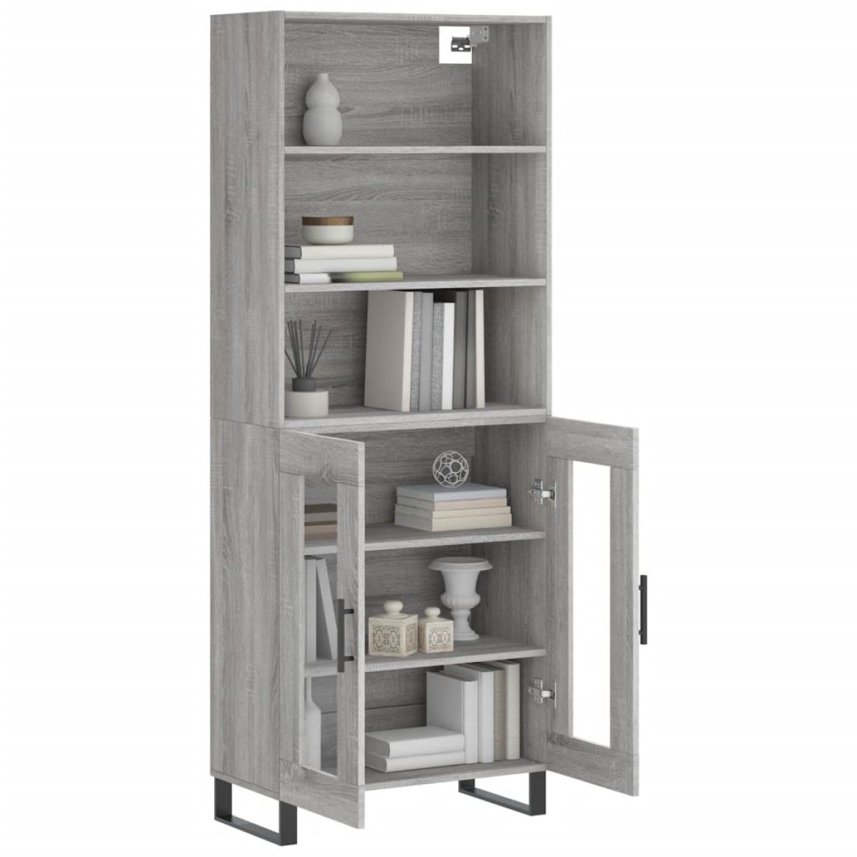 vidaXL Ντουλάπι Γκρι Sonoma 69,5 x 34 x 180 εκ. Επεξεργασμένο Ξύλο