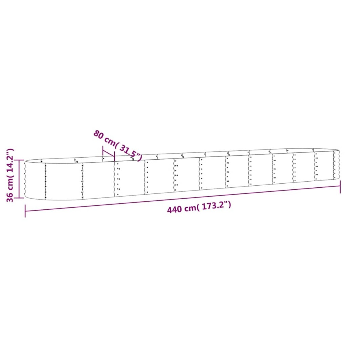 vidaXL Ζαρντινιέρα Ανθρακί 440x80x36 εκ Ατσάλι με Ηλεκτρ. Βαφή Πούδρας