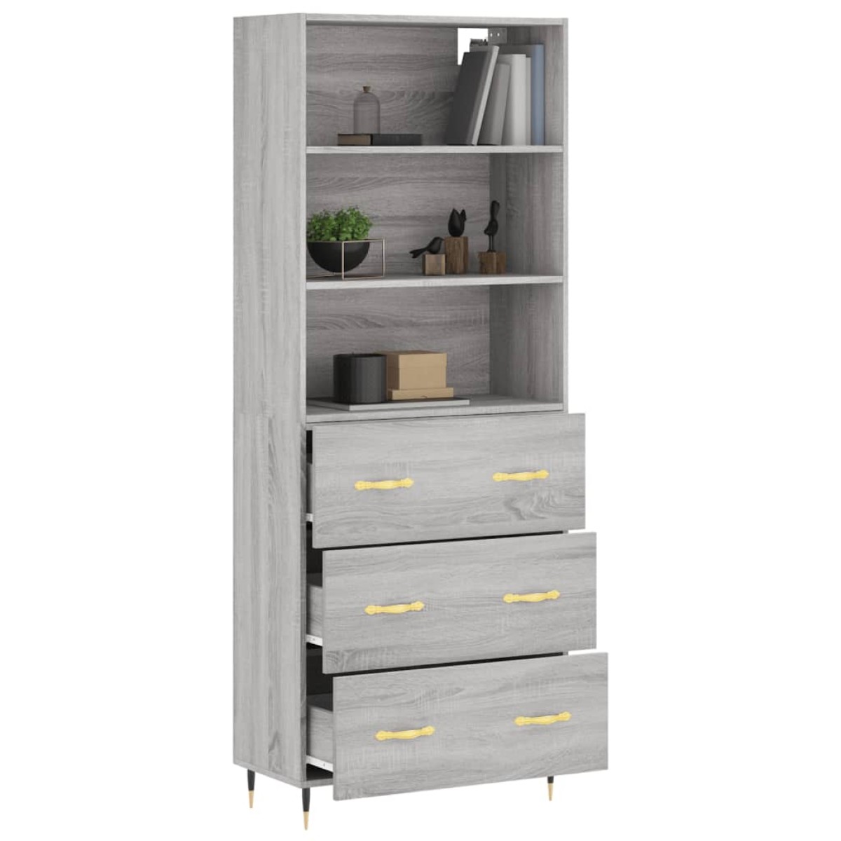 vidaXL Ντουλάπι Γκρι Sonoma 69,5 x 34 x 180 εκ. Επεξεργασμένο Ξύλο
