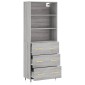vidaXL Ντουλάπι Γκρι Sonoma 69,5 x 34 x 180 εκ. Επεξεργασμένο Ξύλο
