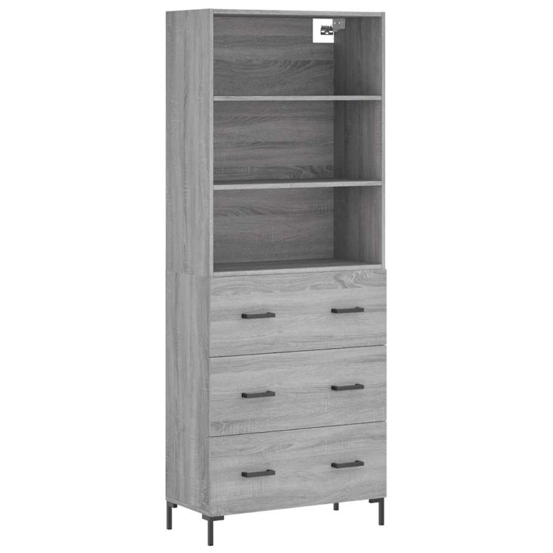 vidaXL Ντουλάπι Γκρι Sonoma 69,5 x 34 x 180 εκ. Επεξεργασμένο Ξύλο