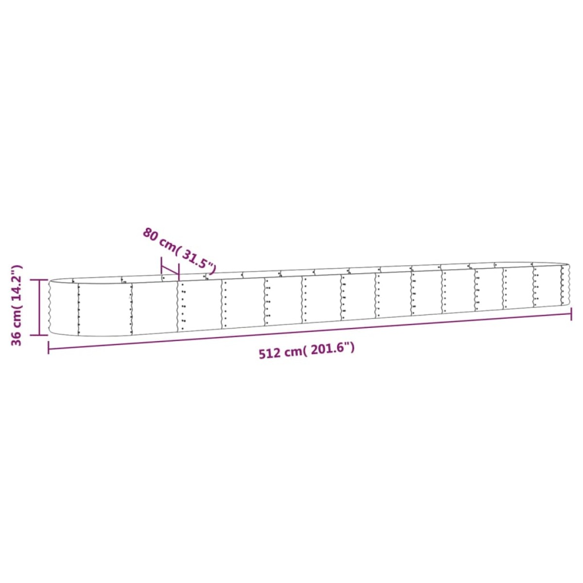 vidaXL Ζαρντινιέρα Καφέ 512x80x36 εκ. Ατσάλι με Ηλεκτρ. Βαφή Πούδρας