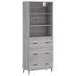 vidaXL Ντουλάπι Γκρι Sonoma 69,5 x 34 x 180 εκ. Επεξεργασμένο Ξύλο