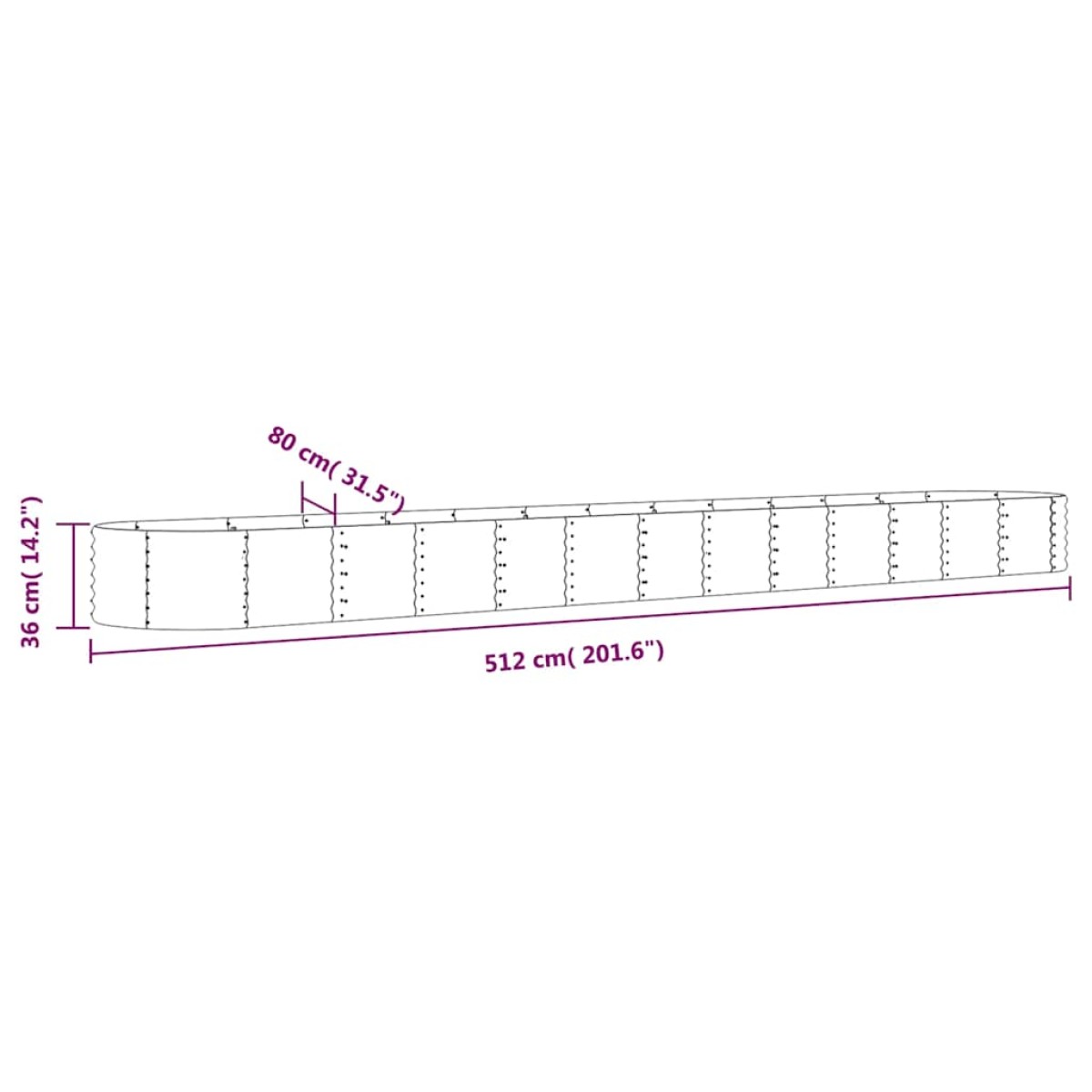 vidaXL Ζαρντινιέρα Ανθρακί 512x80x36 εκ Ατσάλι με Ηλεκτρ. Βαφή Πούδρας