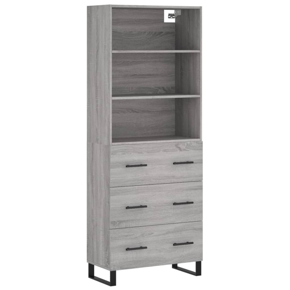 vidaXL Ντουλάπι Γκρι Sonoma 69,5 x 34 x 180 εκ. Επεξεργασμένο Ξύλο