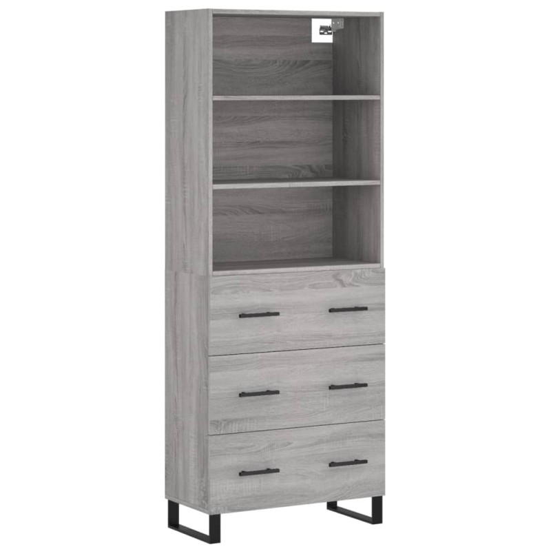 vidaXL Ντουλάπι Γκρι Sonoma 69,5 x 34 x 180 εκ. Επεξεργασμένο Ξύλο
