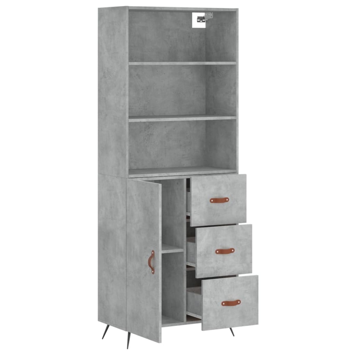 vidaXL Ντουλάπι Γκρι Σκυροδέματος 69,5x34x180 εκ. Επεξεργασμένο Ξύλο