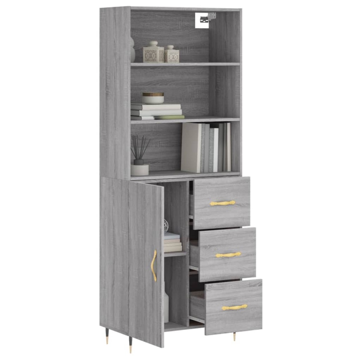 vidaXL Ντουλάπι Γκρι Sonoma 69,5 x 34 x 180 εκ. Επεξεργασμένο Ξύλο