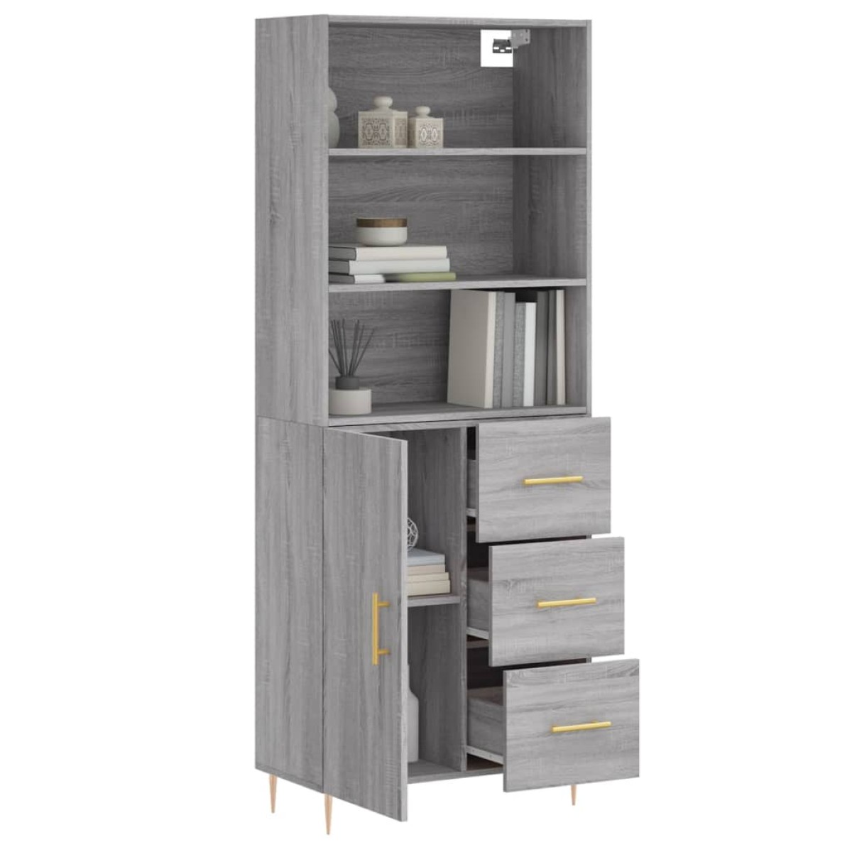 vidaXL Ντουλάπι Γκρι Sonoma 69,5 x 34 x 180 εκ. Επεξεργασμένο Ξύλο