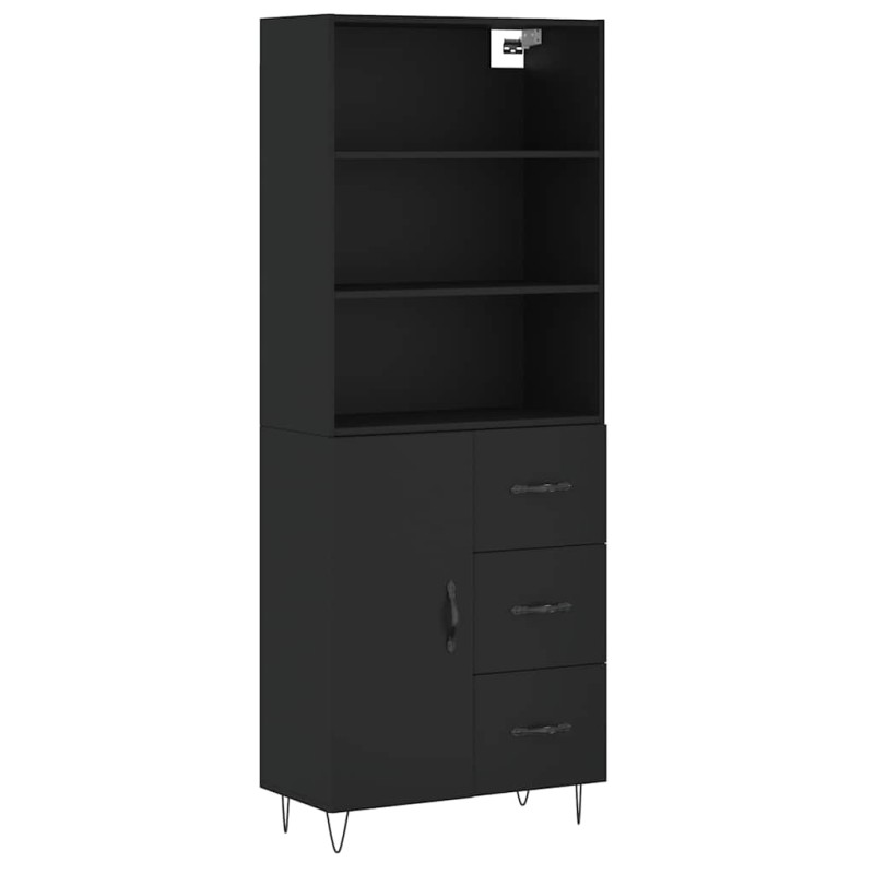 vidaXL Ντουλάπι Μαύρο 69,5x34x180 εκ. από Επεξεργασμένο Ξύλο
